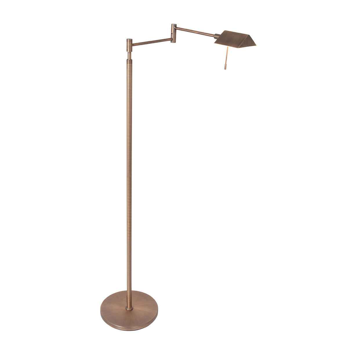 Vue de face du luminaire sur fond blanc, pied cylindrique et base ronde plate