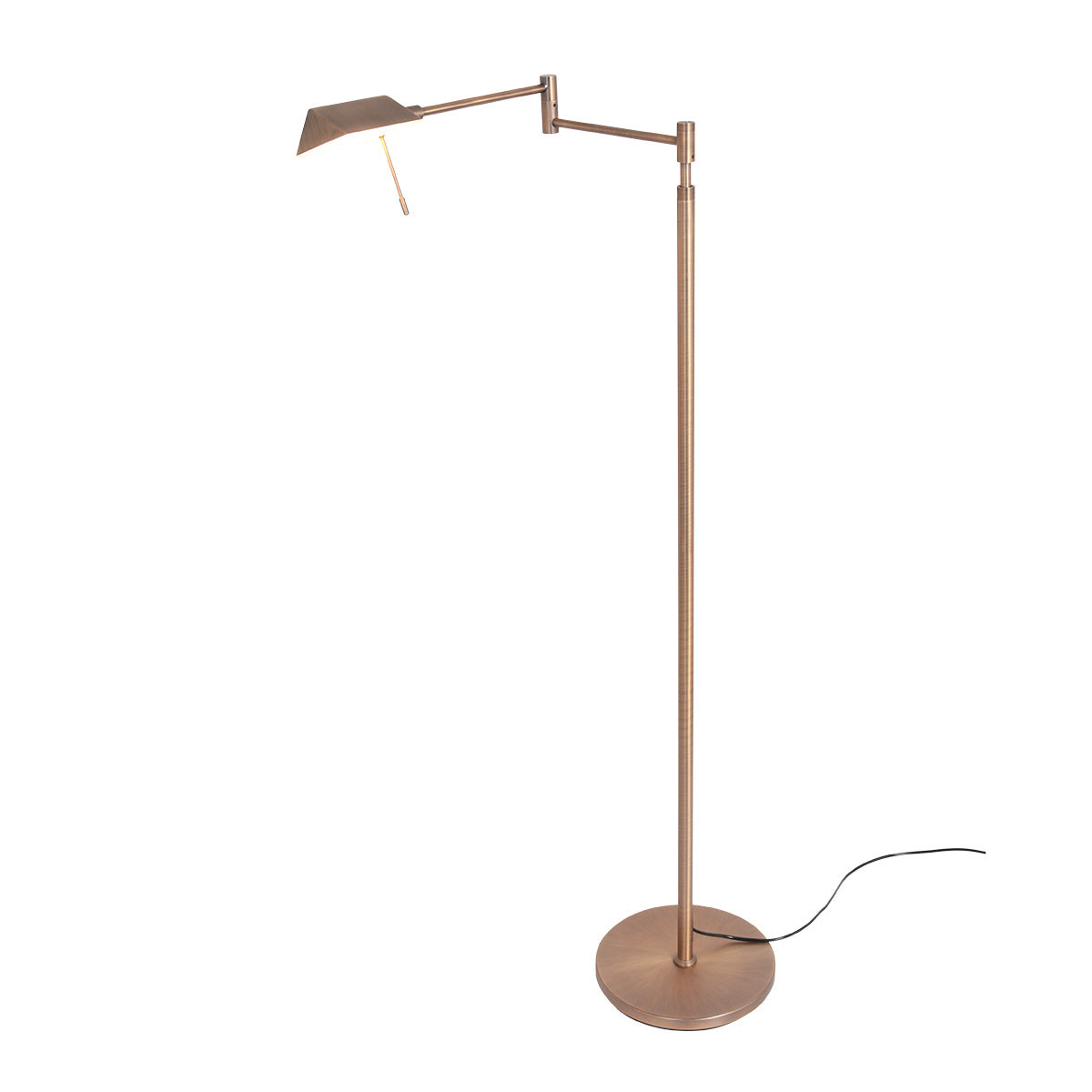 Vue arrière du même lampadaire, bras orientés à gauche et câble au sol
