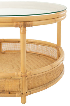 Couchtisch Rattan Glas Natur