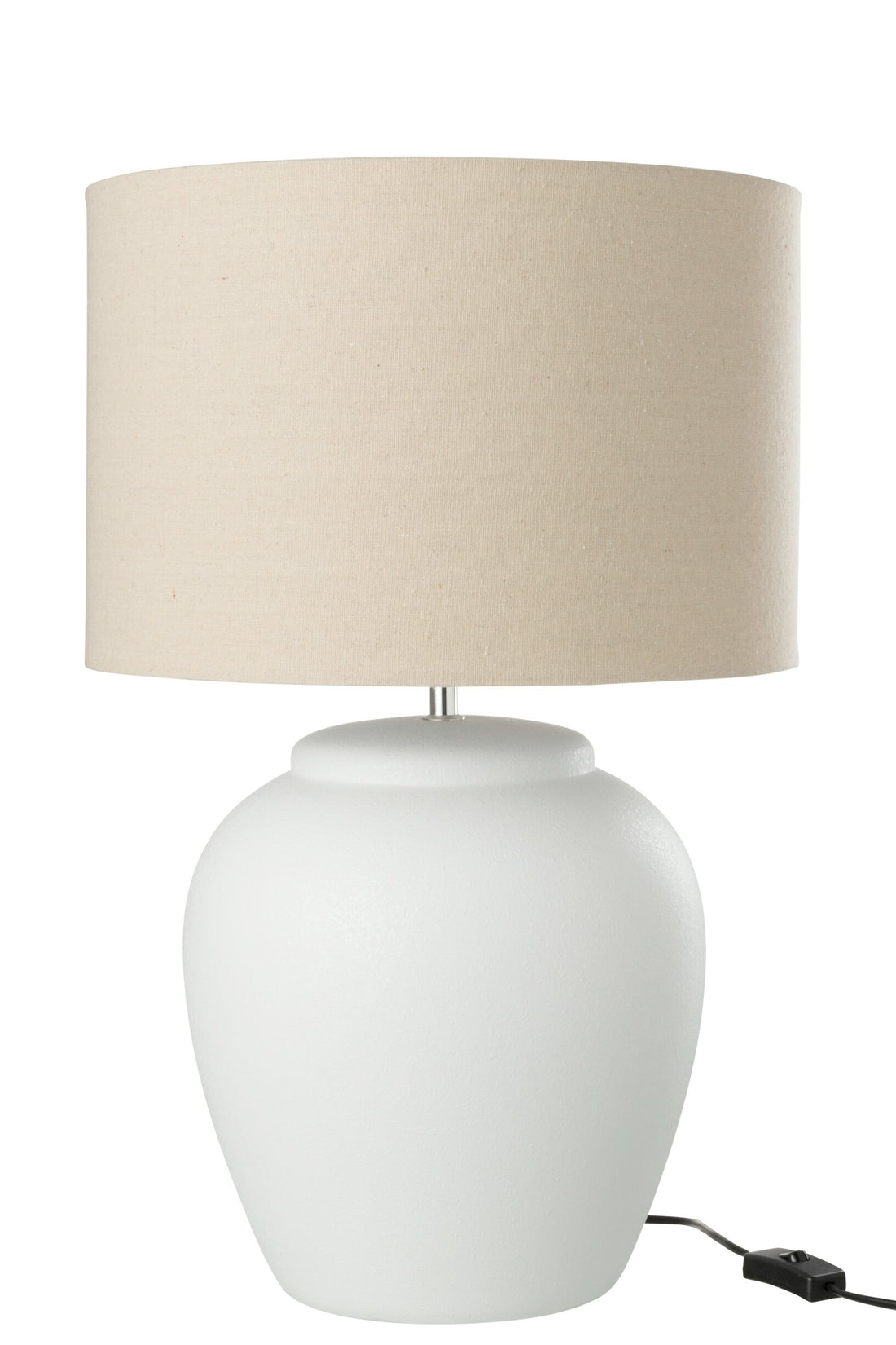 Lampe à poser Meli en céramique blanche, abat-jour en lin, grand modèle