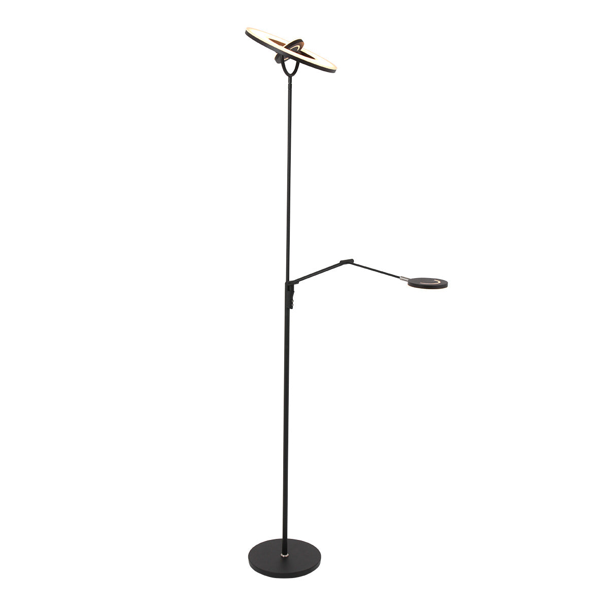 Autre angle montrant le bras articulé sorti, petite tête plate et grand disque incliné.