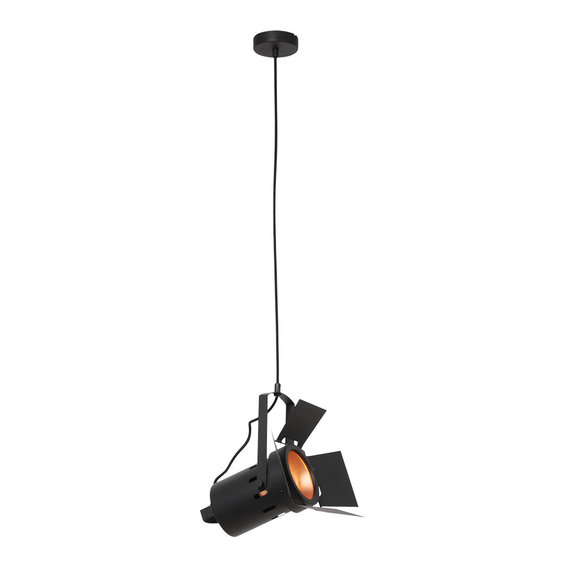Verstellbare schwarze Kinoprojektor-Lampe, Industrie-Hängeleuchte | Cinéa