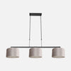 Suspension abat-jour, barre noire 3 velours gris réglable 97-167 cm | Velsa
