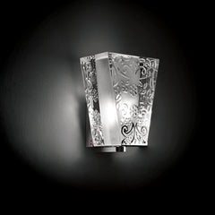 Applique murale Vicky en cristal, chrome et transparent, hauteur 13,9 cm