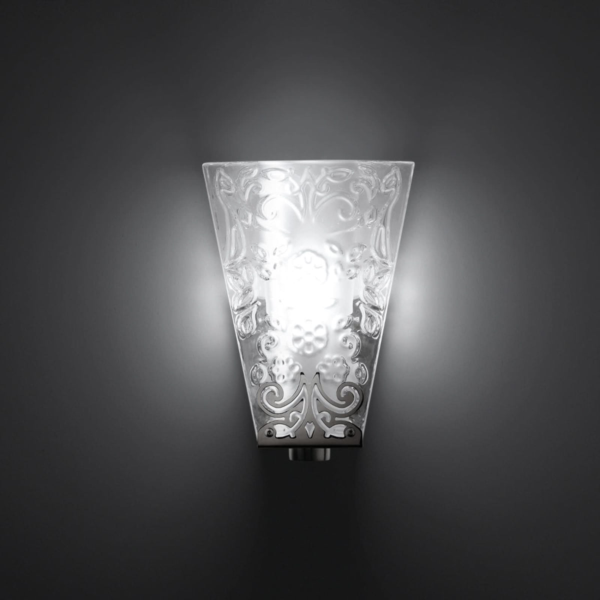 Applique murale Vicky en cristal, chrome et transparent, hauteur 13,9 cm