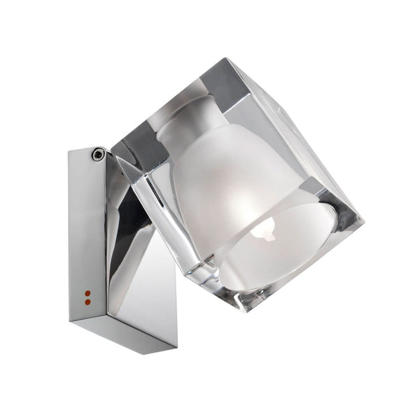 Applique murale Cubetto G9 en verre, chrome brillant et transparent, hauteur 17 cm