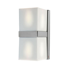 Applique murale Cubetto Up/Down en verre, blanc et chromé brillant, 2 lumières, hauteur 19,2 cm