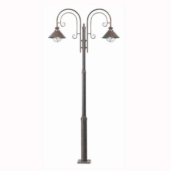 Lampadaire d'extérieur Magnifique Nautica en verre, marron et transparent, 2 lumières, hauteur 225 cm