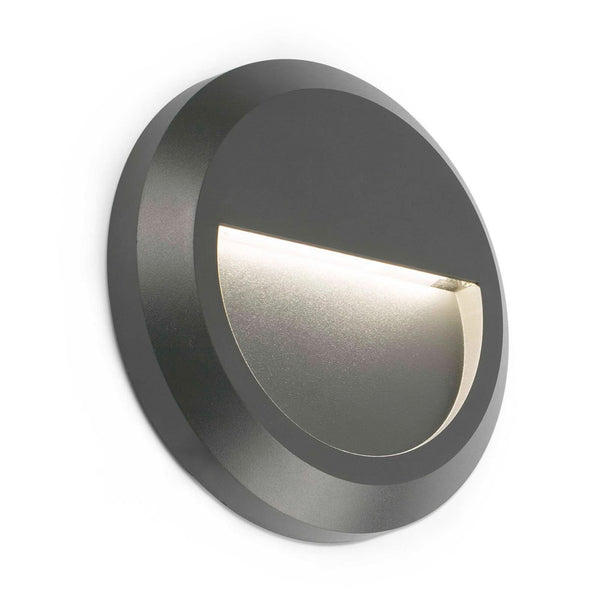 Applique d'extérieur LED Grant, gris foncé, Ø 15 cm, IP65