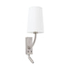 Applique murale Rem en tissu, nickel et blanc, 2 lumières, hauteur 37 cm