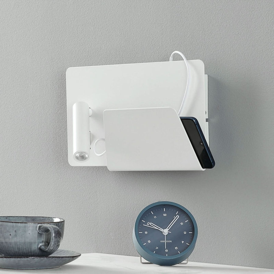 Applique murale LED Suau en métal, blanc, hauteur 15,5 cm