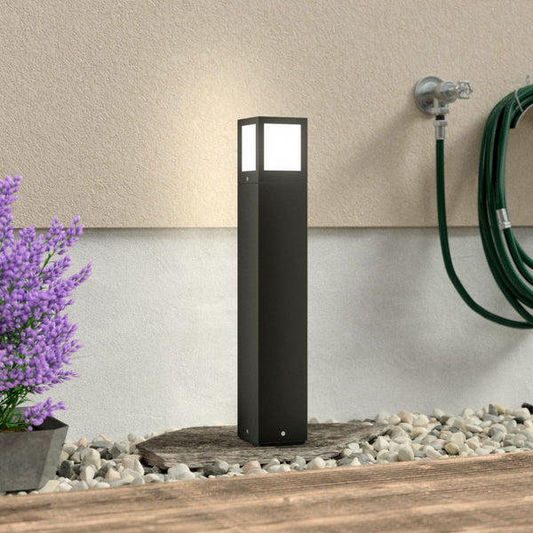 Borne lumineuse d'extérieur Onze en aluminium, gris foncé et blanc, hauteur 65 cm, IP54