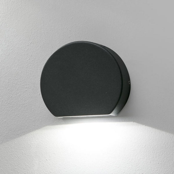 Applique d'extérieur LED Pill en verre, gris foncé, hauteur 8,5 cm, IP54