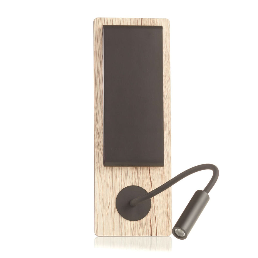 Applique murale LED Mood en bois, noir, hauteur 13 cm, 3000 K, 7,5 W