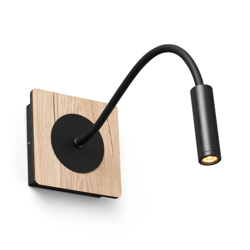 Applique murale LED Mood en bois, noir, hauteur 13 cm, 3000 K, 2 W