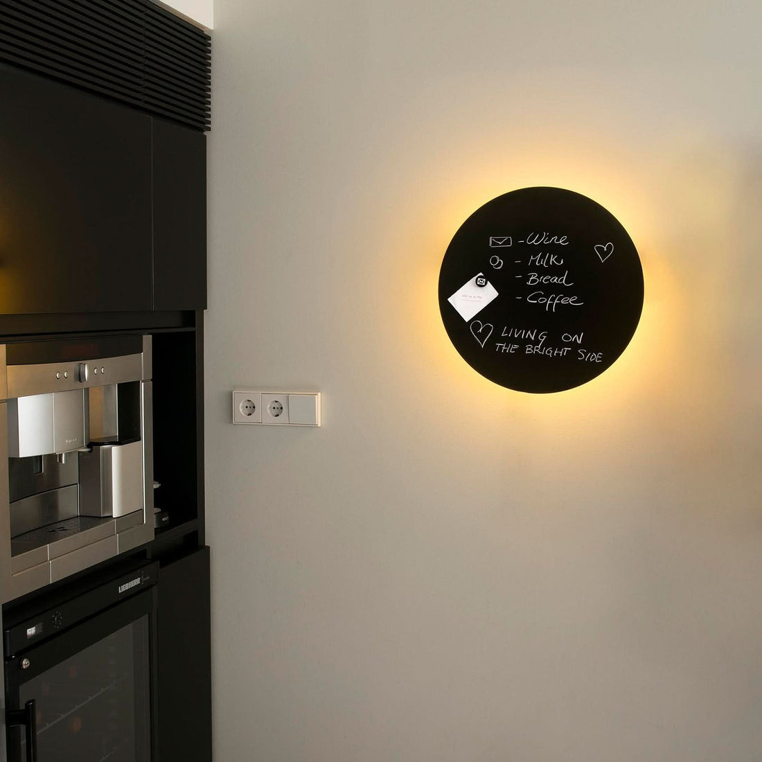 Applique murale LED Board en pierre, noir, Ø 45 cm