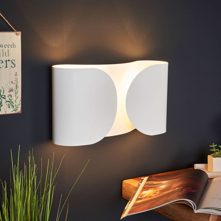 Applique murale Foglio en acier, blanc, 2 lumières, hauteur 21 cm