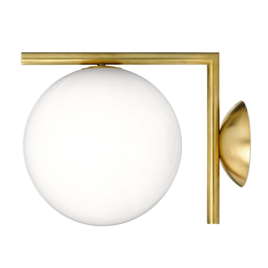 Applique murale IC C/W1 en laiton, blanc mat, hauteur 21,6 cm
