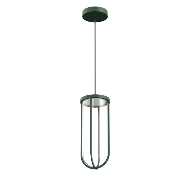 Suspension d'extérieur LED In Vitro en verre, vert foncé, Ø 18 cm