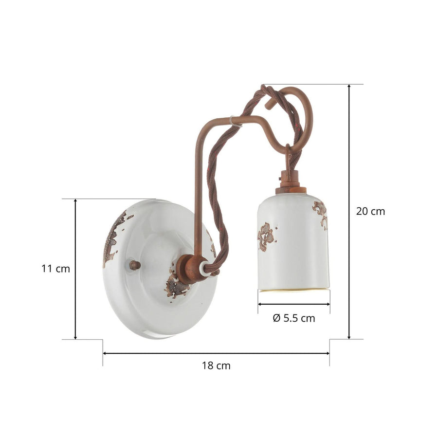 Applique murale C665 en céramique, blanc, Ø 5,5 cm