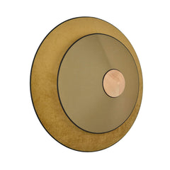 Applique murale LED Cymbal S en velours, bronze et bois, Ø 34 cm