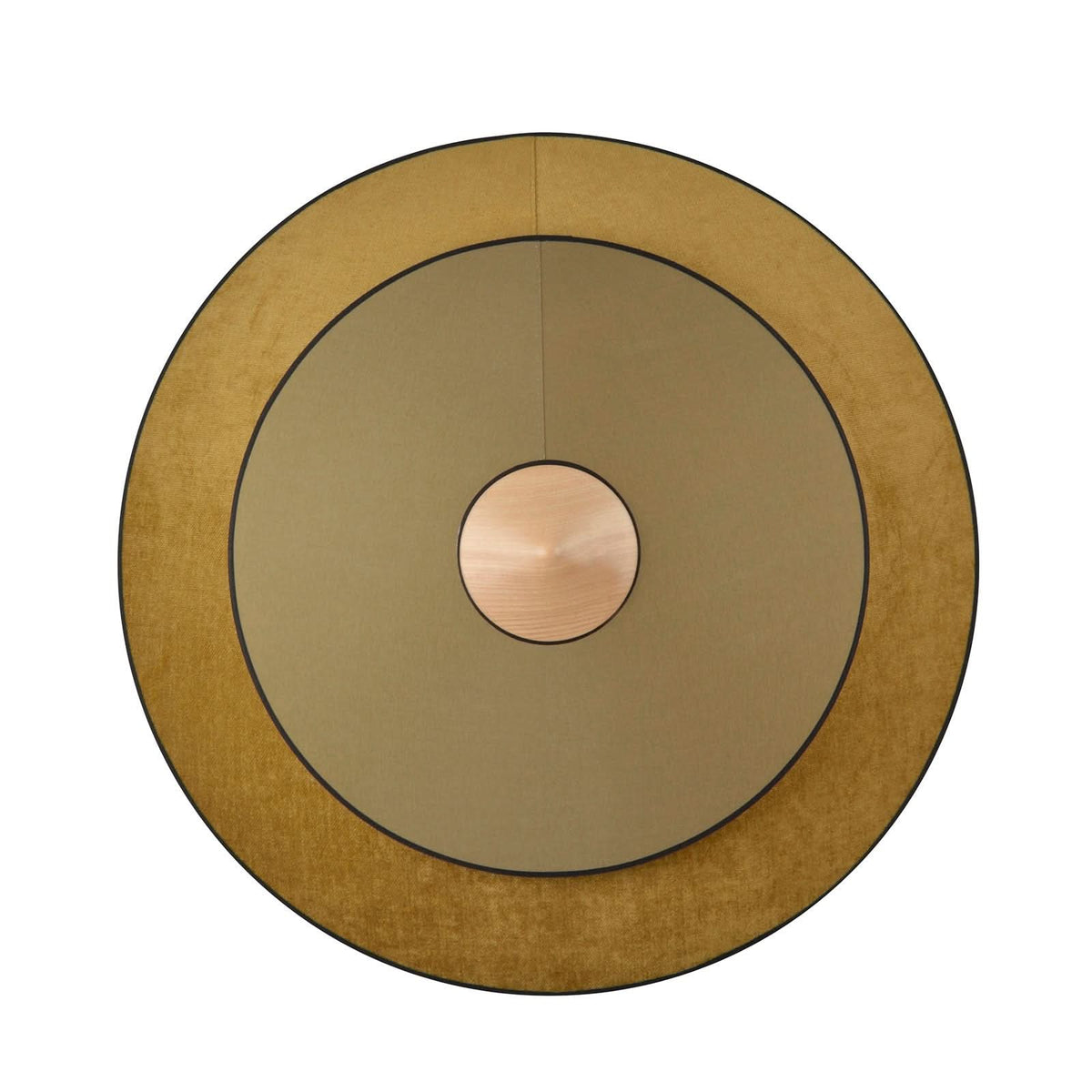 Applique murale LED Cymbal S en velours, bronze et bois, Ø 34 cm