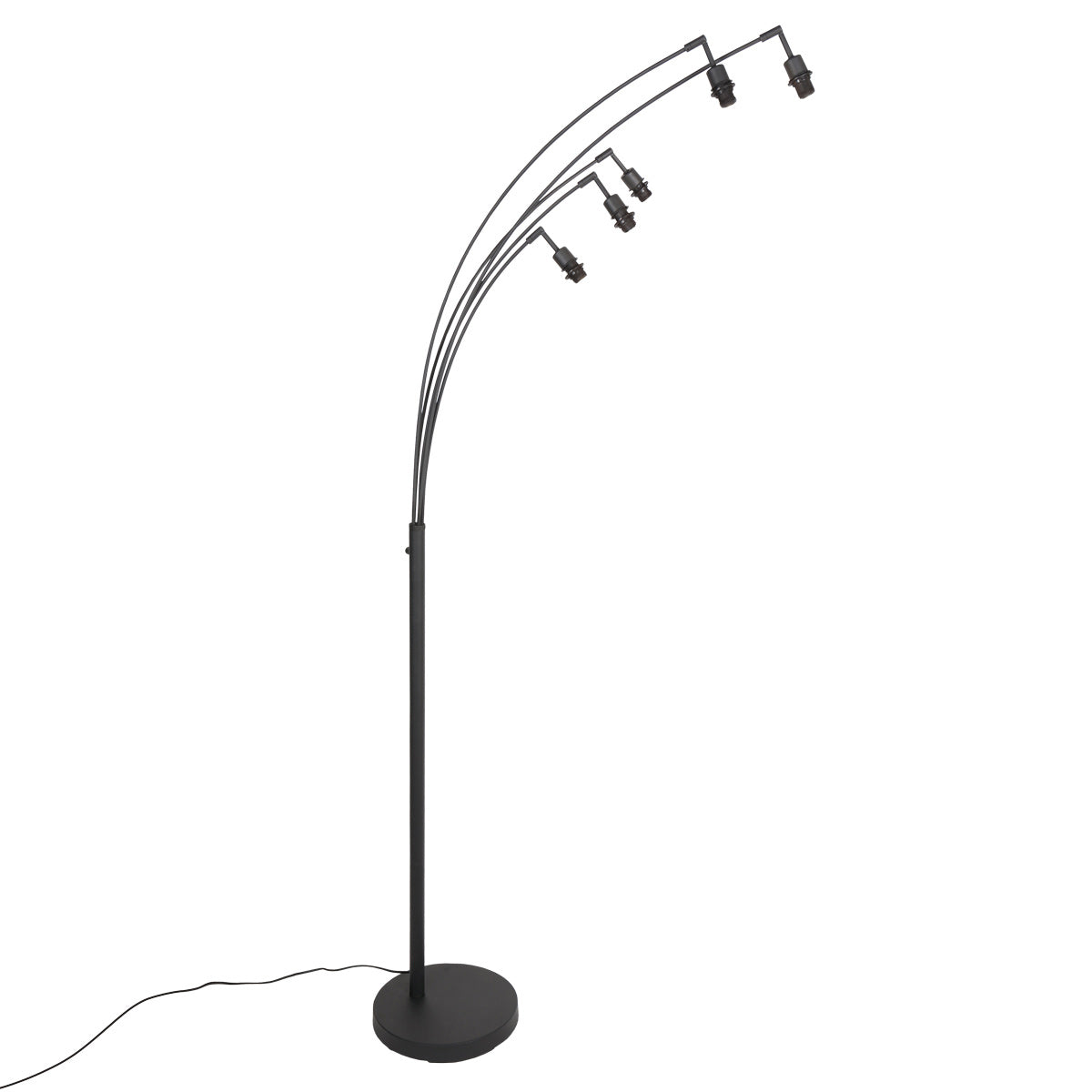 Profil du luminaire avec câble d'alimentation noir reposant sur le sol
