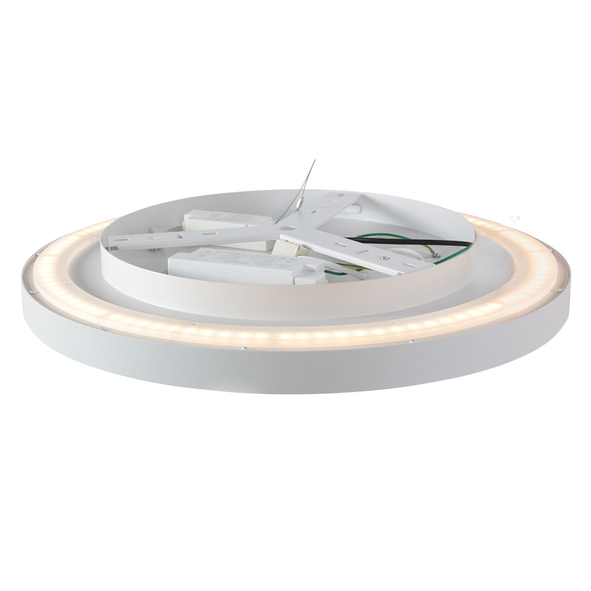 Vue arrière du plafonnier avec module LED circulaire et driver apparent