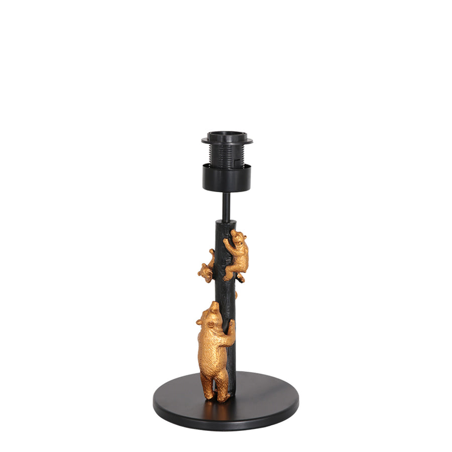Goldene und schwarze Tischlampe Animals 3714ZW mit beigebraunem Gras-Lampenschirm
