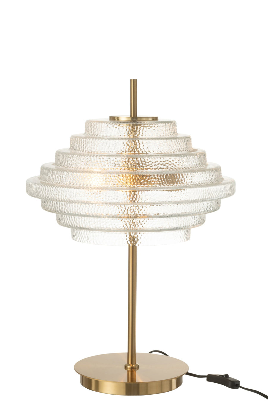 Lampe à poser LED en verre à étages et métal doré, H 36 cm