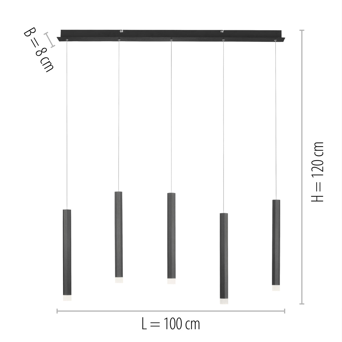 Suspension Bruno noire, H 100 cm