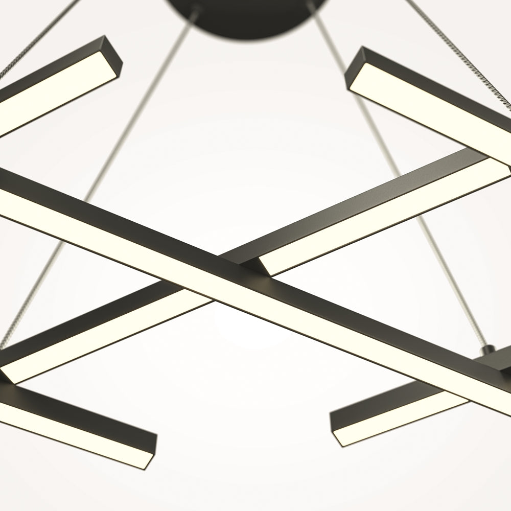 Détail de l'intersection centrale des profilés et de l'éclairage LED