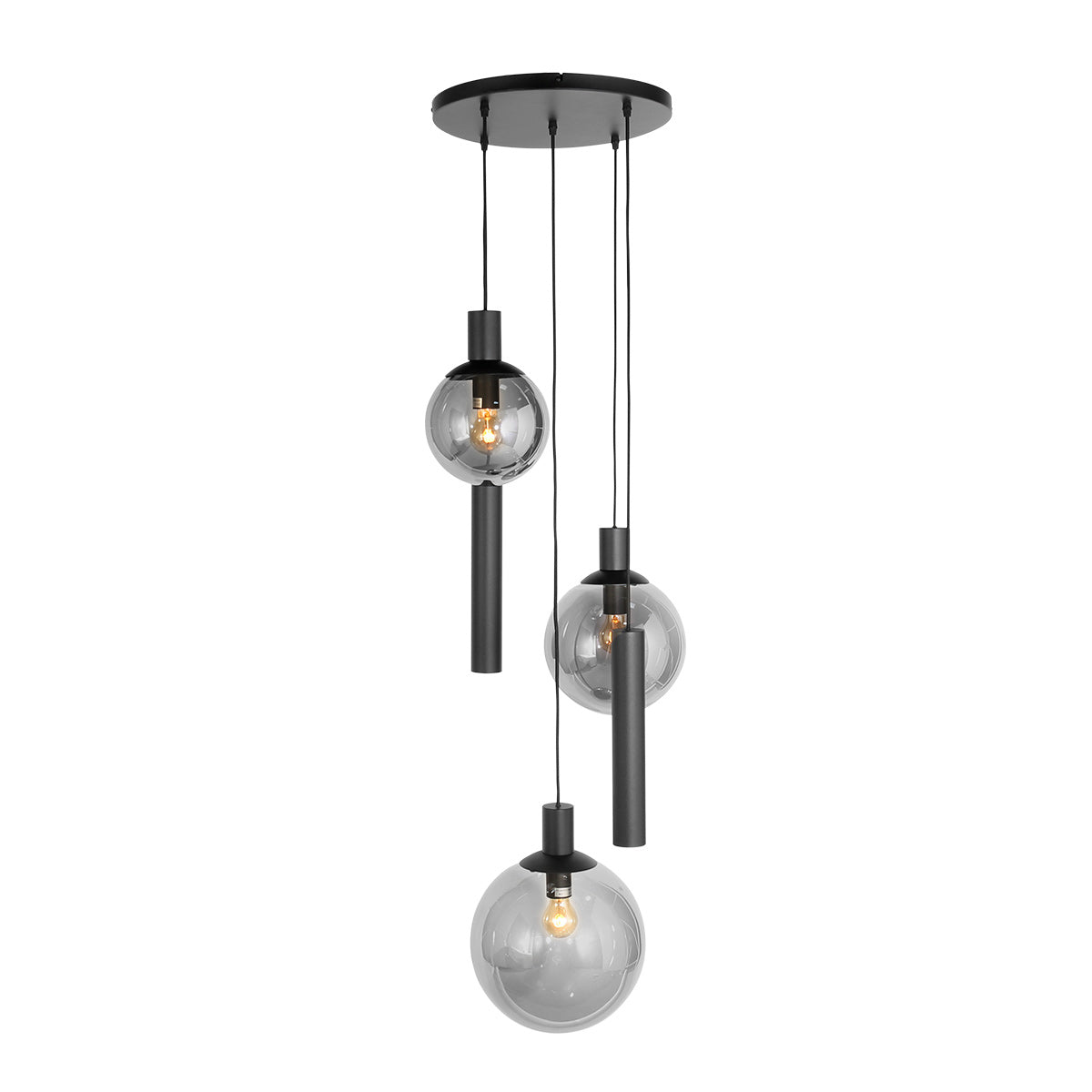 Suspension verre fumé en cascade pour cage d'escalier