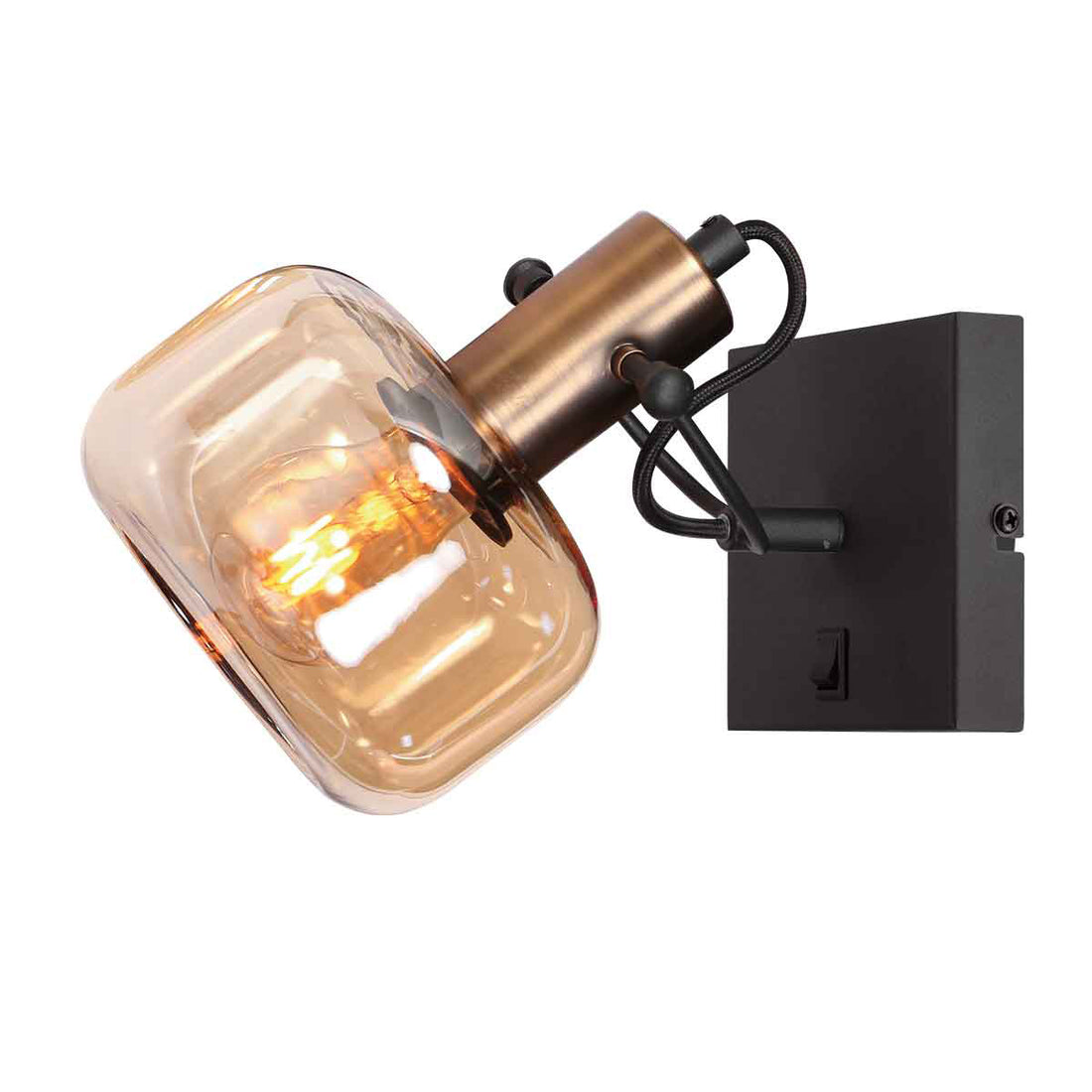 Wandleuchte Glaslic 3864BR Bronze mit bernsteinfarbenem Glas