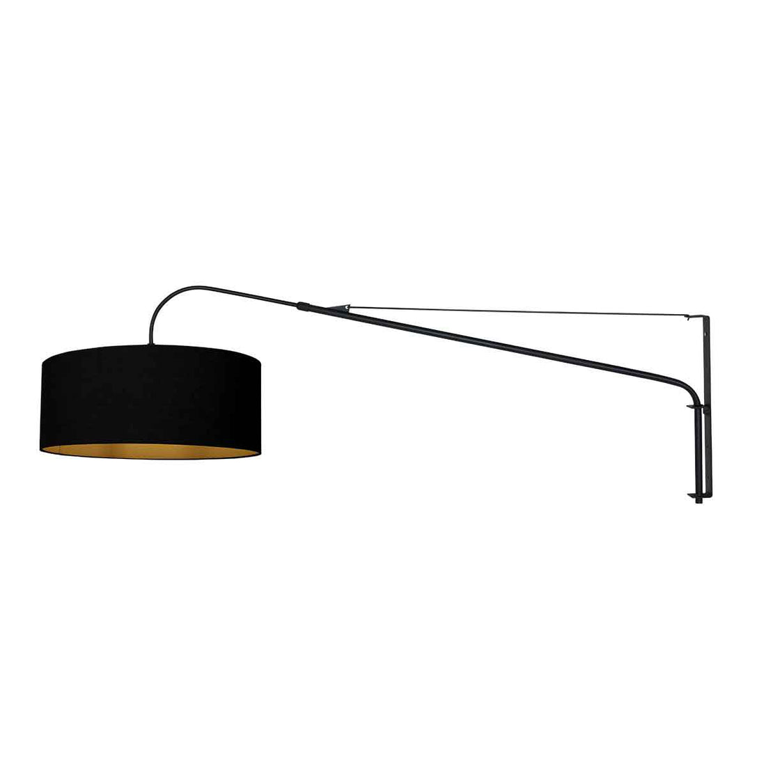 Schwarze Wandleuchte Elegant Classy 3958ZW mit schwarzem Leinenschirm