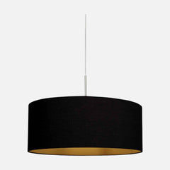 Schwarze Leinen-Hängeleuchte, goldene Innenseite, gebürsteter Stahl | Sparkled