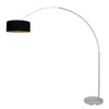 Stehlampe stahlfarben / Bogenlampe Sparkled Light 3963ST, inklusive schwarzem Lampenschirm mit goldfarbener Innenseite.
