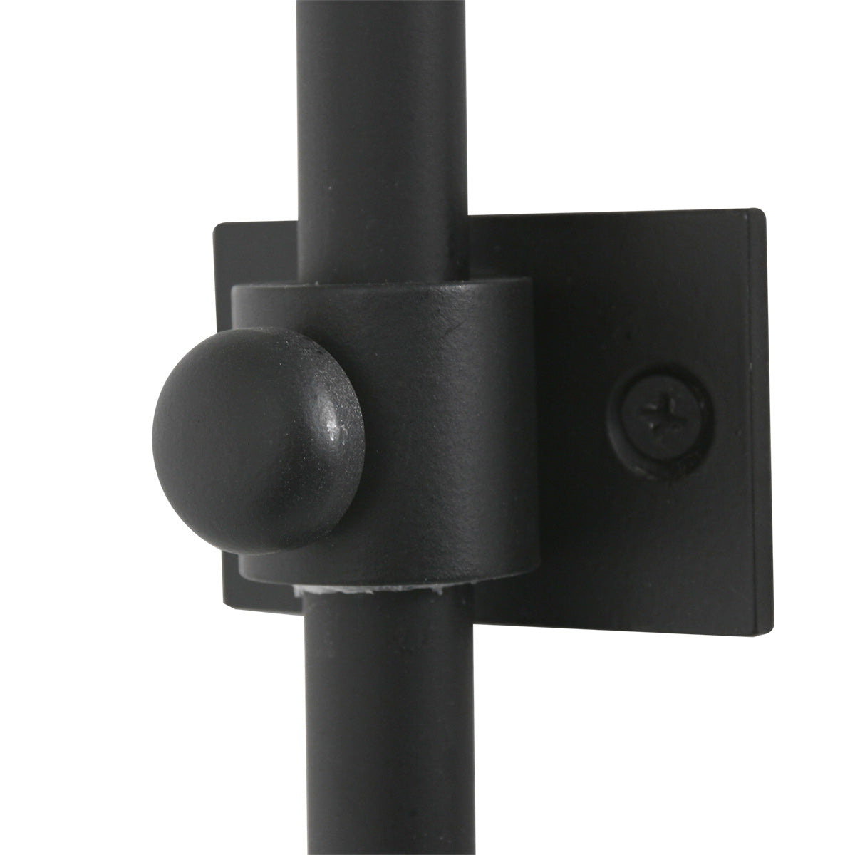 Gros plan sur le support mural réglable avec molette et vis de fixation.