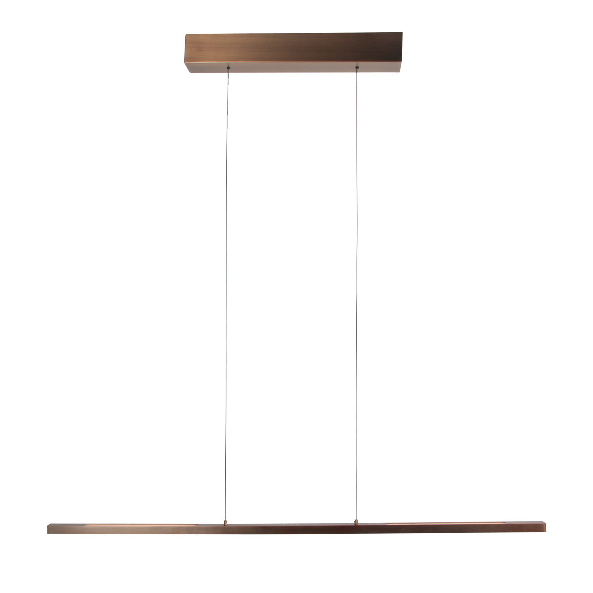 Profil de la suspension montrant socle plafond bronze et barre horizontale