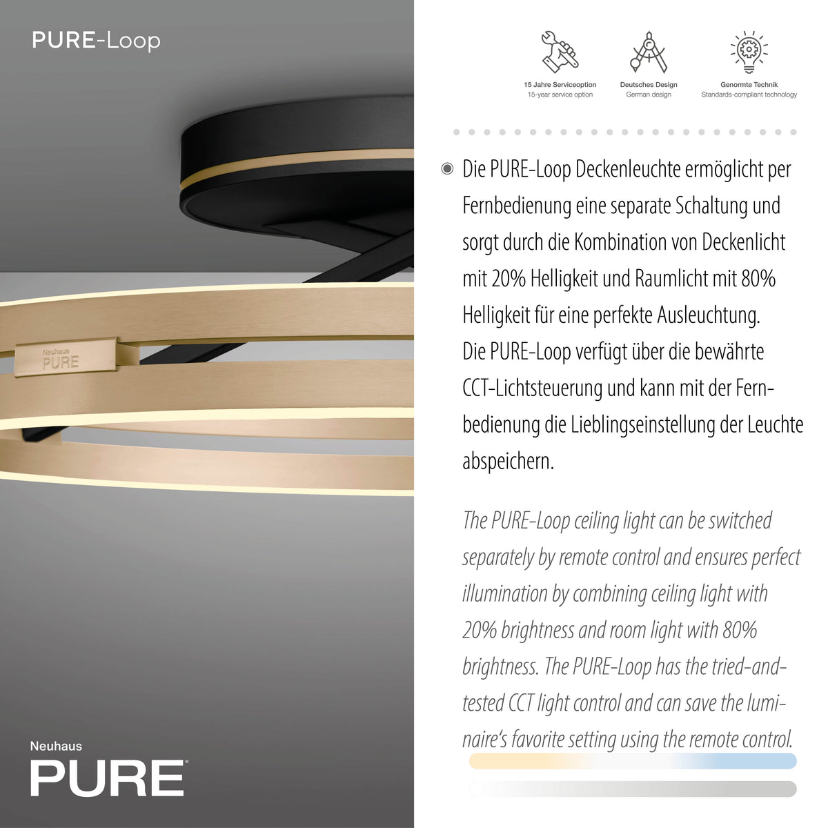 Détail du double bandeau laiton et de la base noire fixée au plafond