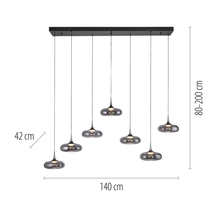 Suspension Posh grise, P 140 cm
