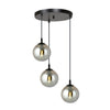 Cosmo 3-flammige Pendelleuchte schwarz, Graphitglas, Premium
