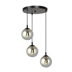 Cosmo 3-flammige Pendelleuchte schwarz, Graphitglas, Premium