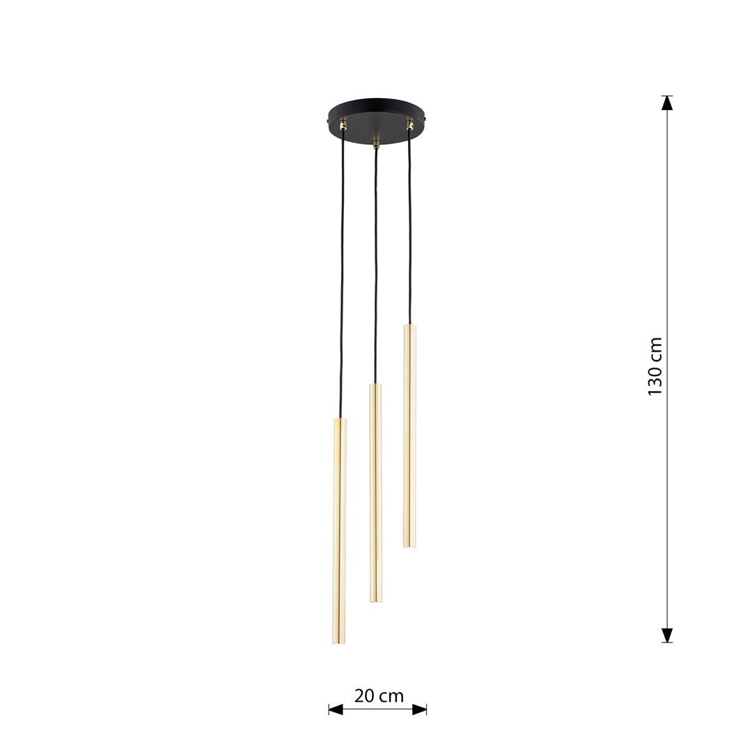 Schéma de dimensions du luminaire : hauteur totale 130 cm et support de 20 cm
