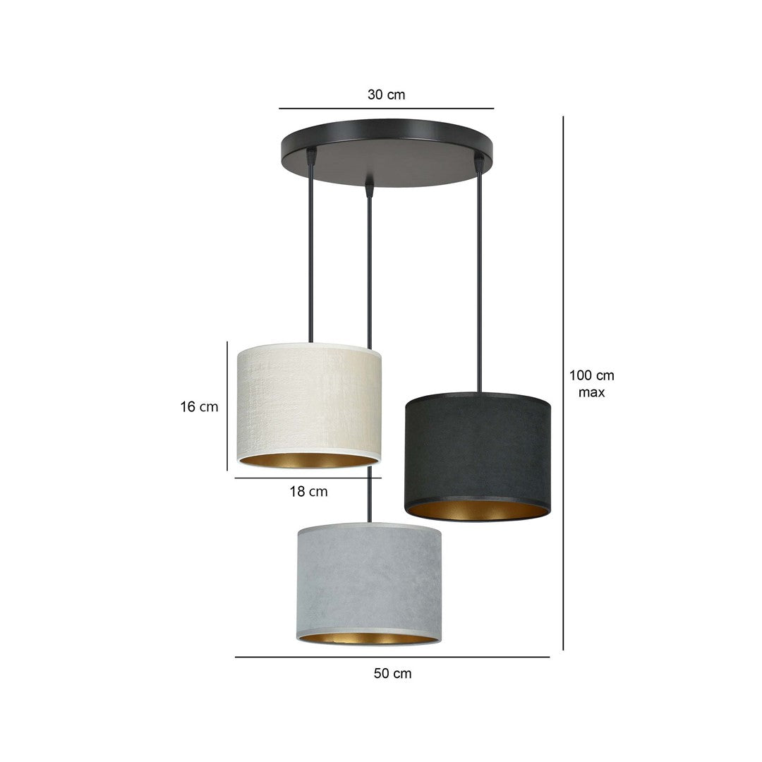 Schéma coté indiquant 30 cm de plateau, 18 cm de diamètre et 100 cm max