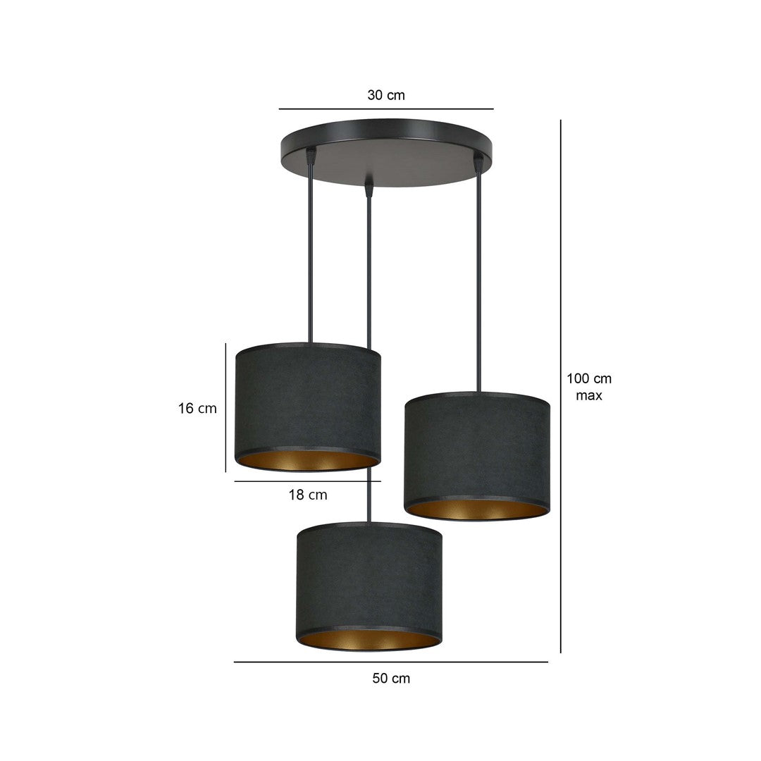 Schéma coté : platine 30 cm, abat-jour 18 cm, hauteur maximale 100 cm