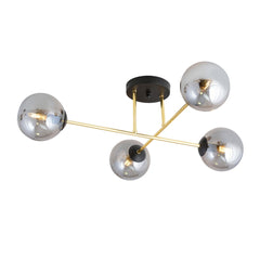 Plafonnier Magnum 4 lumières noir, verre graphite