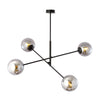 Suspension Linear 4 lumières noire, verre graphite