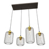 Suspension Vander 4 lumières noire et dorée