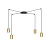 Suspension Traker 4 lumières noire et dorée